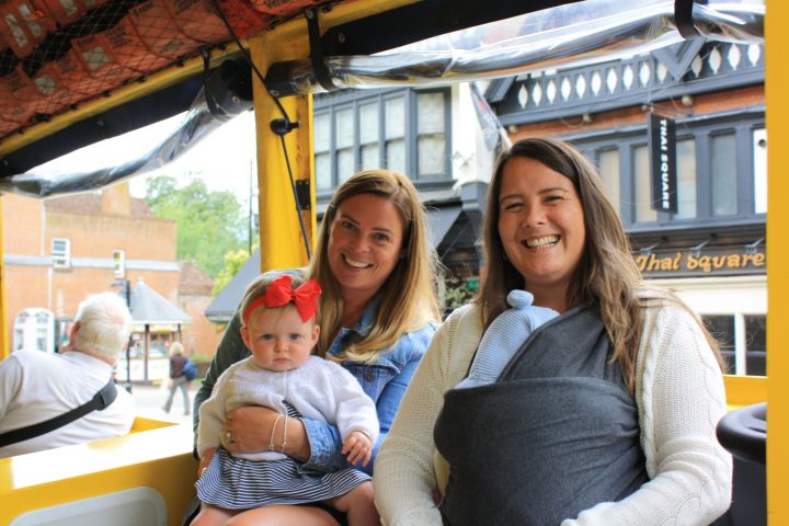 a woman sitting on a bus
