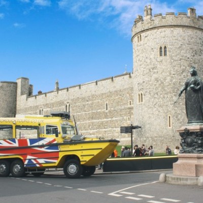 a fire truck parked in front of a building