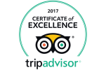 Tripadvisor 2017 Certificate of Excellence logo with owl graphic.